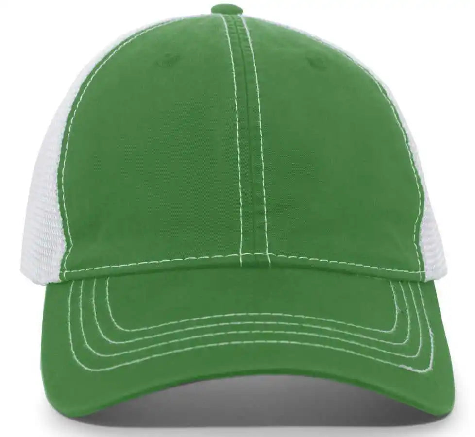 Pacific Headwear V67 Vintage Trucker Mesh Snapback Cap - Kelly White - 7’’ - 7 7/8’’