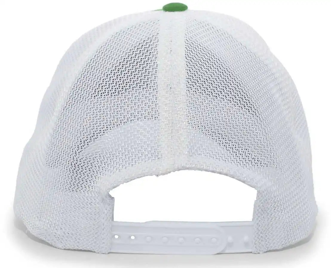 Pacific Headwear V67 Vintage Trucker Mesh Snapback Cap - Kelly White - 7’’ - 7 7/8’’