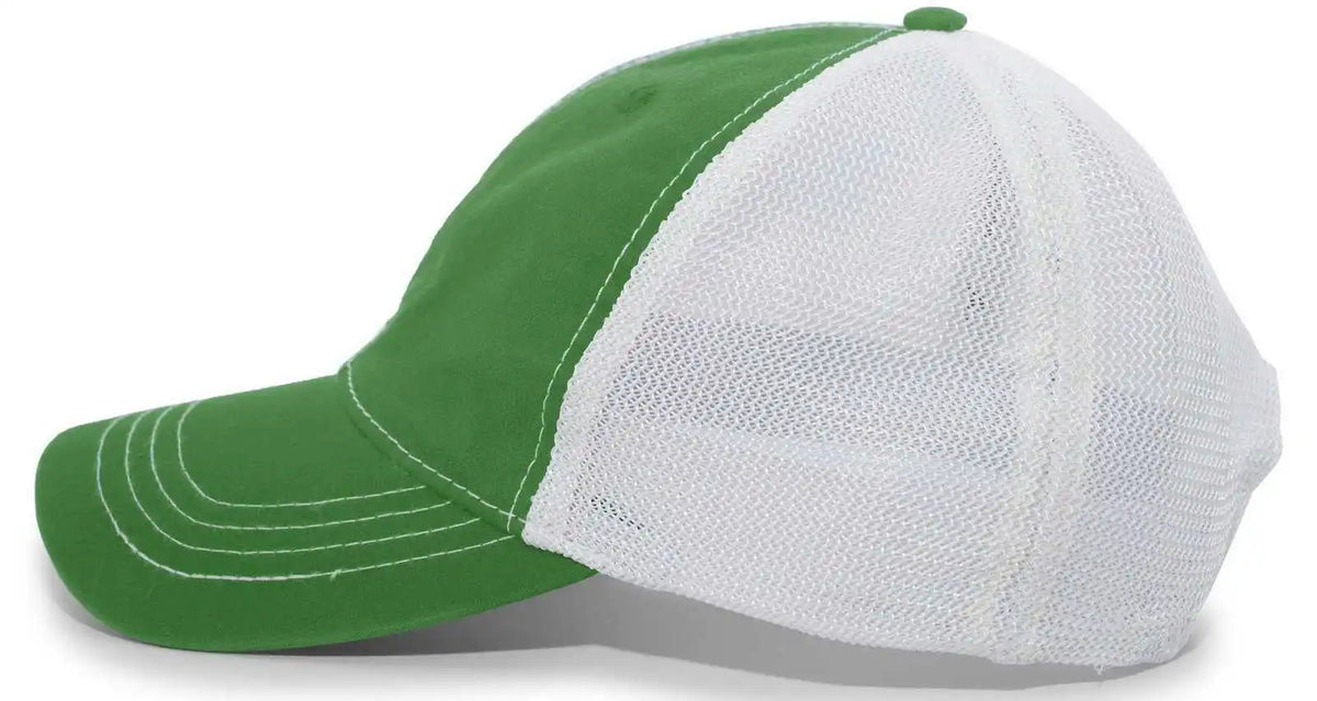 Pacific Headwear V67 Vintage Trucker Mesh Snapback Cap - Kelly White - 7’’ - 7 7/8’’