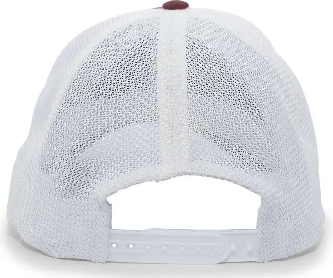 Pacific Headwear V67 Vintage Trucker Mesh Snapback Cap Maroon White / 7’’ 7 7/8’’