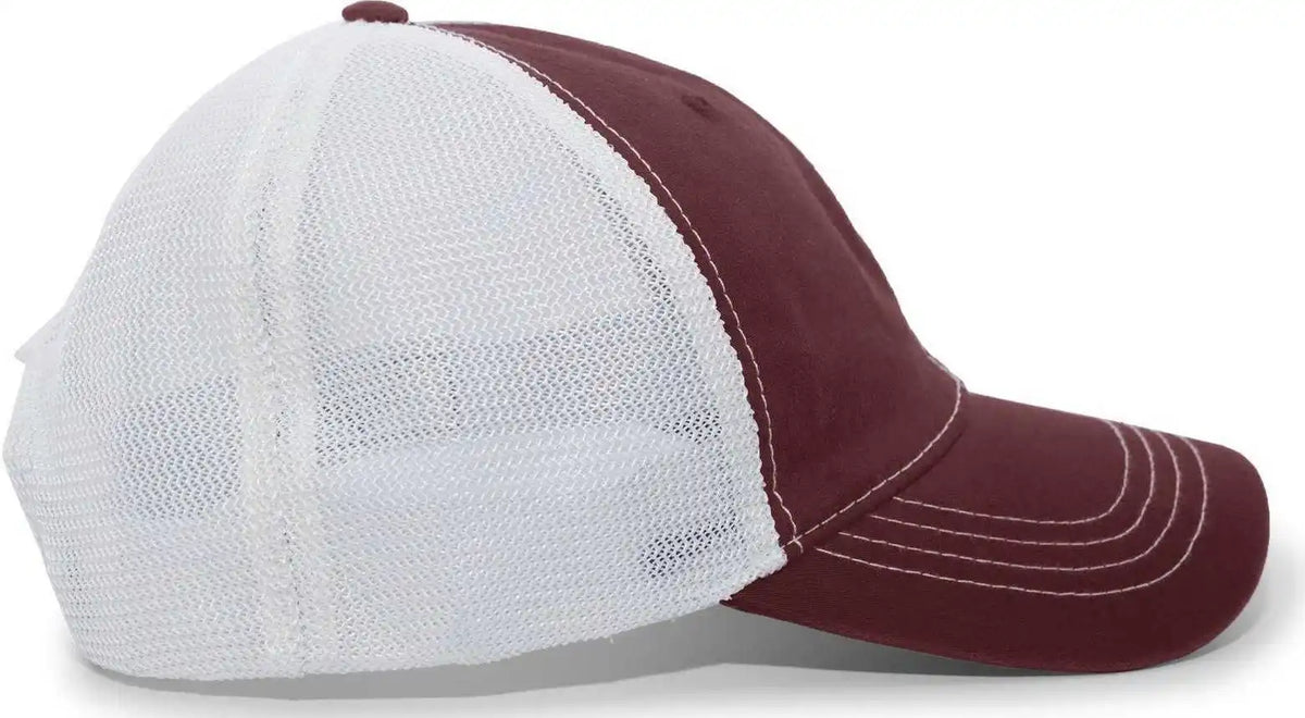 Pacific Headwear V67 Vintage Trucker Mesh Snapback Cap Maroon White / 7’’ 7 7/8’’