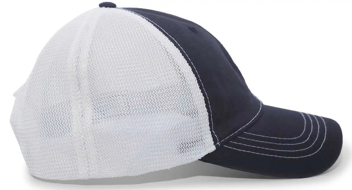 Pacific Headwear V67 Vintage Trucker Mesh Snapback Cap Navy White / 7’’ 7 7/8’’