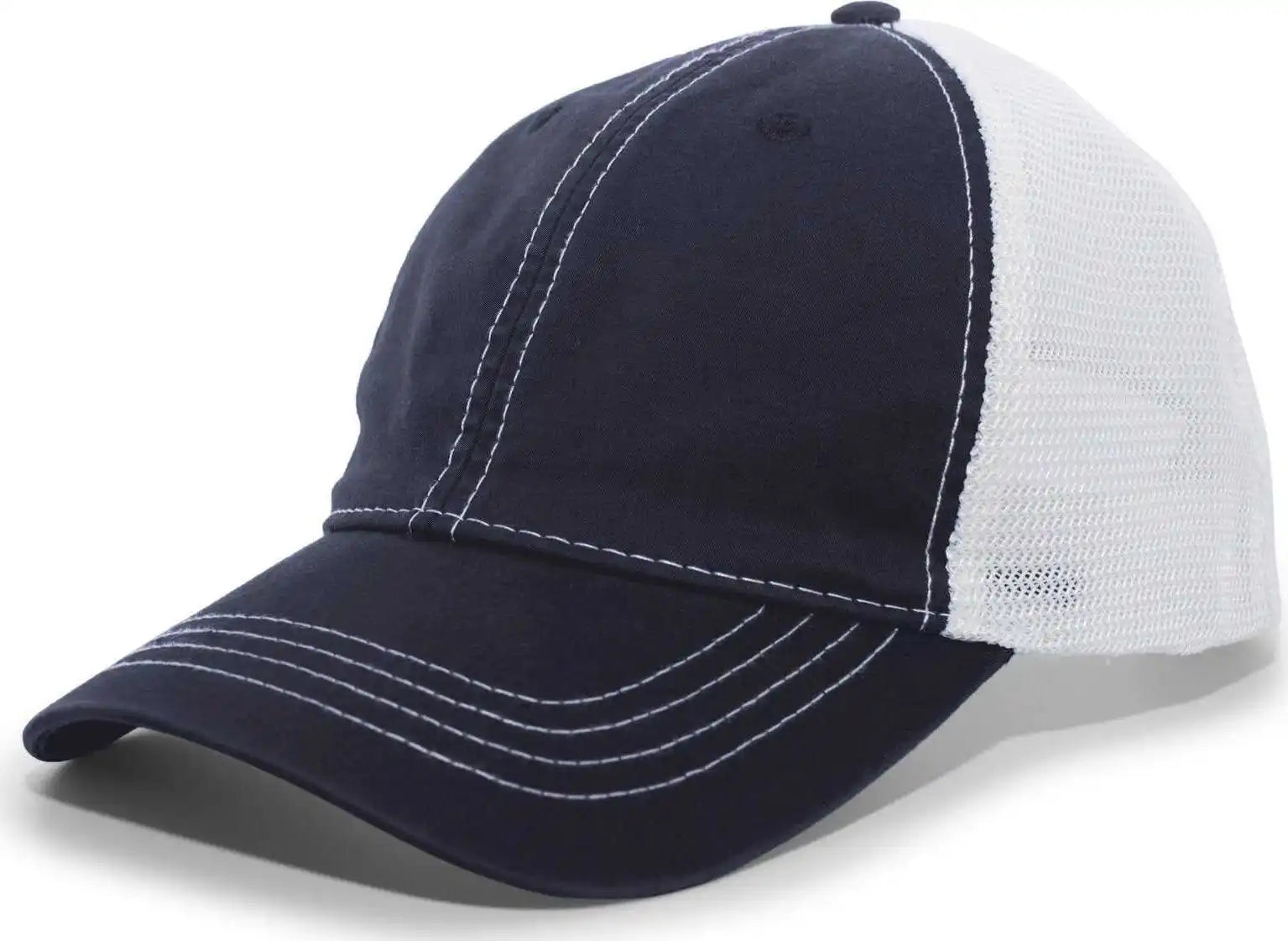 Pacific Headwear V67 Vintage Trucker Mesh Snapback Cap - Navy White - 7’’ - 7 7/8’’