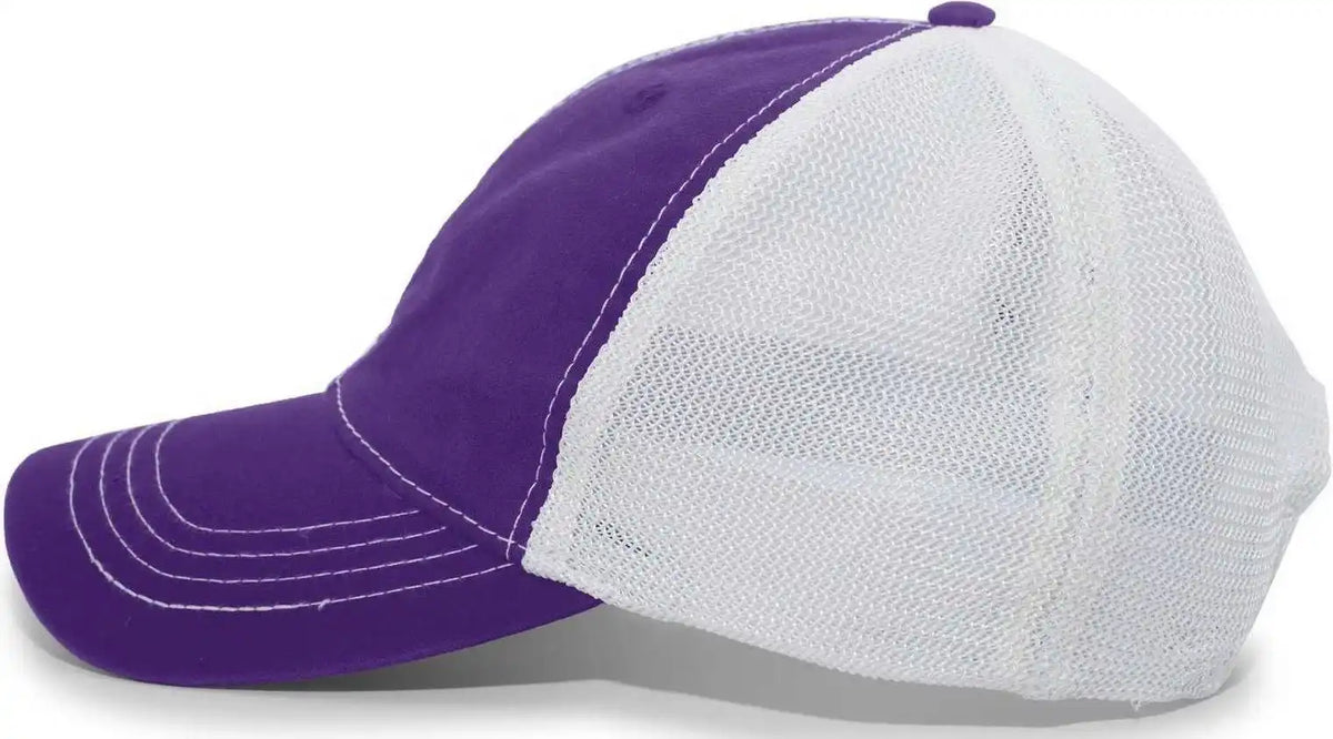 Pacific Headwear V67 Vintage Trucker Mesh Snapback Cap Purple White / 7’’ 7 7/8’’