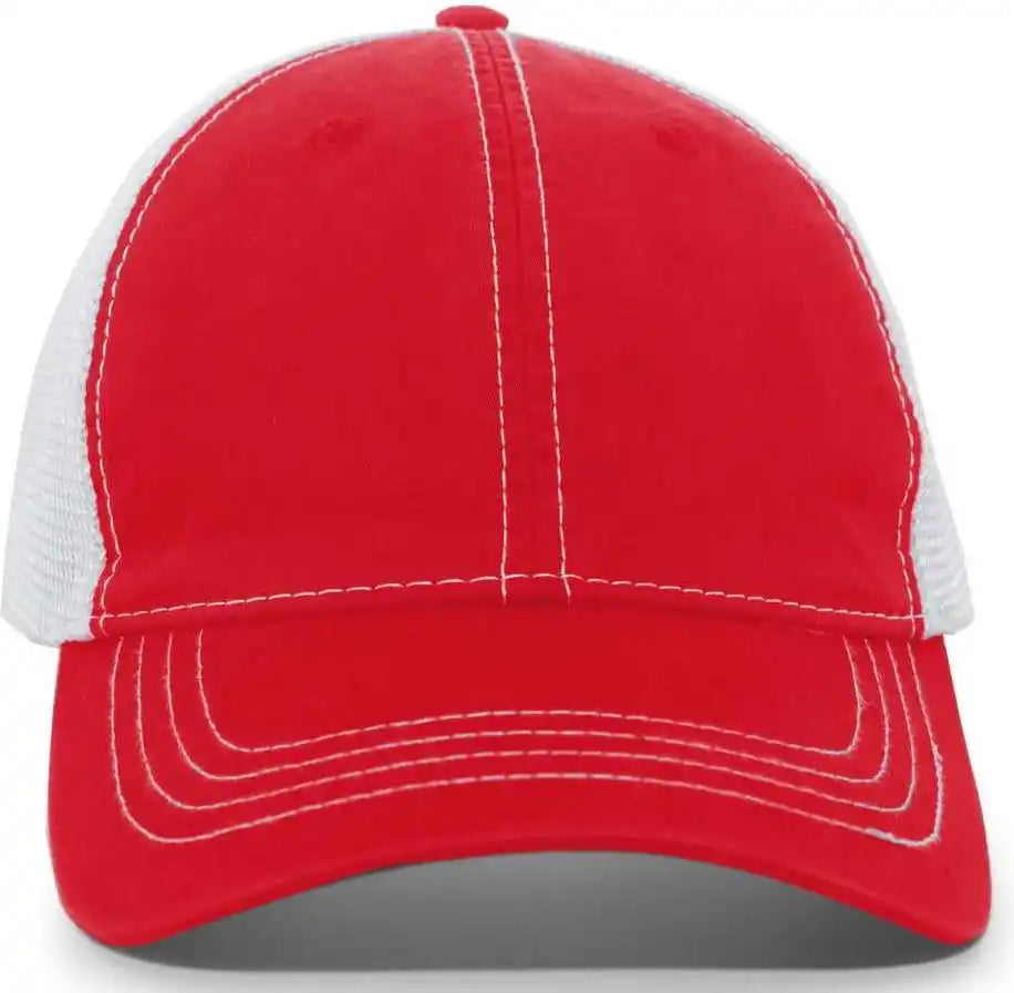 Pacific Headwear V67 Vintage Trucker Mesh Snapback Cap - Red White - 7’’ - 7 7/8’’