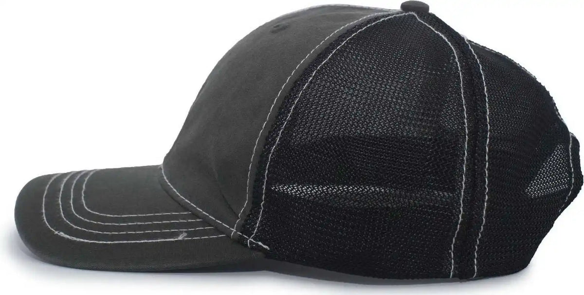 Pacific Headwear V67 Vintage Trucker Snapback Cap - Charcoal Black - 7’’ - 7 7/8’’