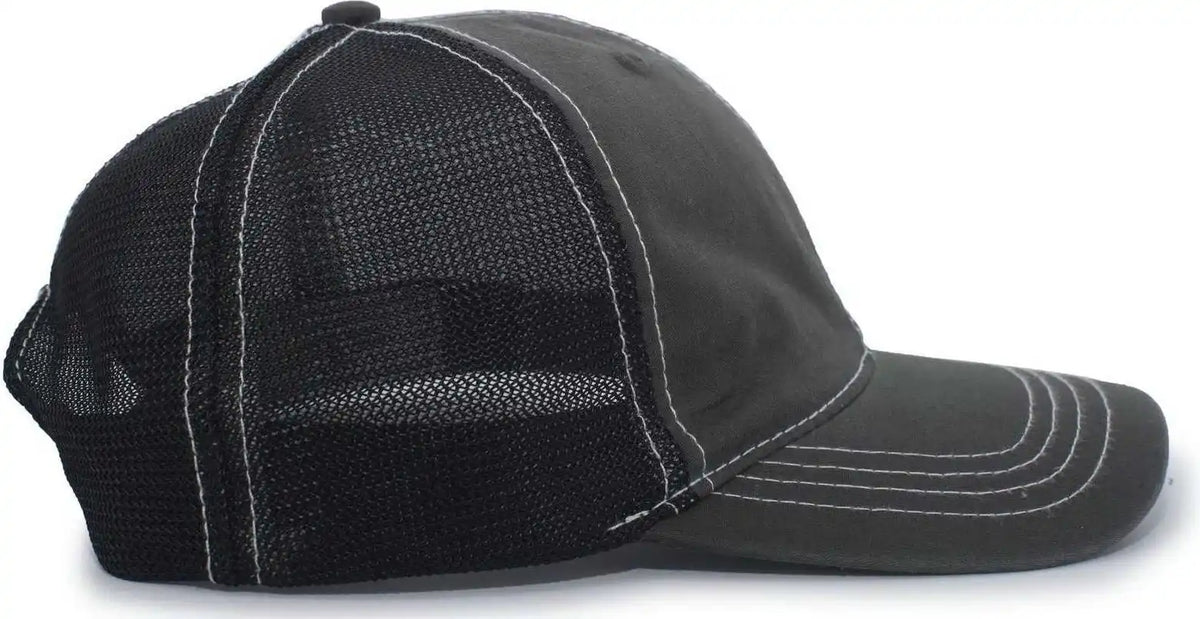 Pacific Headwear V67 Vintage Trucker Snapback Cap - Charcoal Black - 7’’ - 7 7/8’’