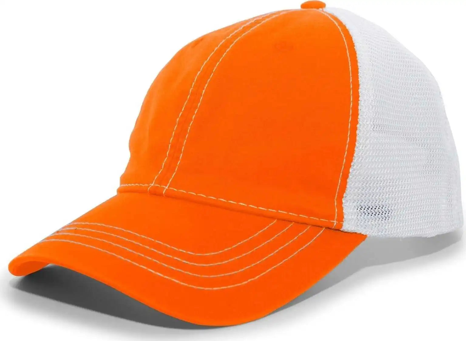 Pacific Headwear V67 Vintage Trucker Snapback Cap - Orange White - 7’’ - 7 7/8’’