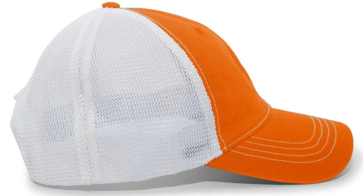 Pacific Headwear V67 Vintage Trucker Snapback Cap - Orange White - 7’’ - 7 7/8’’