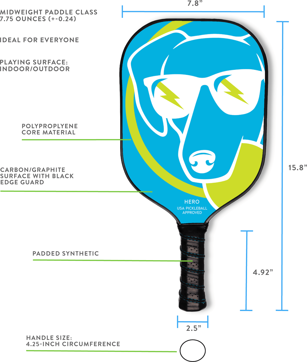 Hero Blue Dog Pickleball Paddle