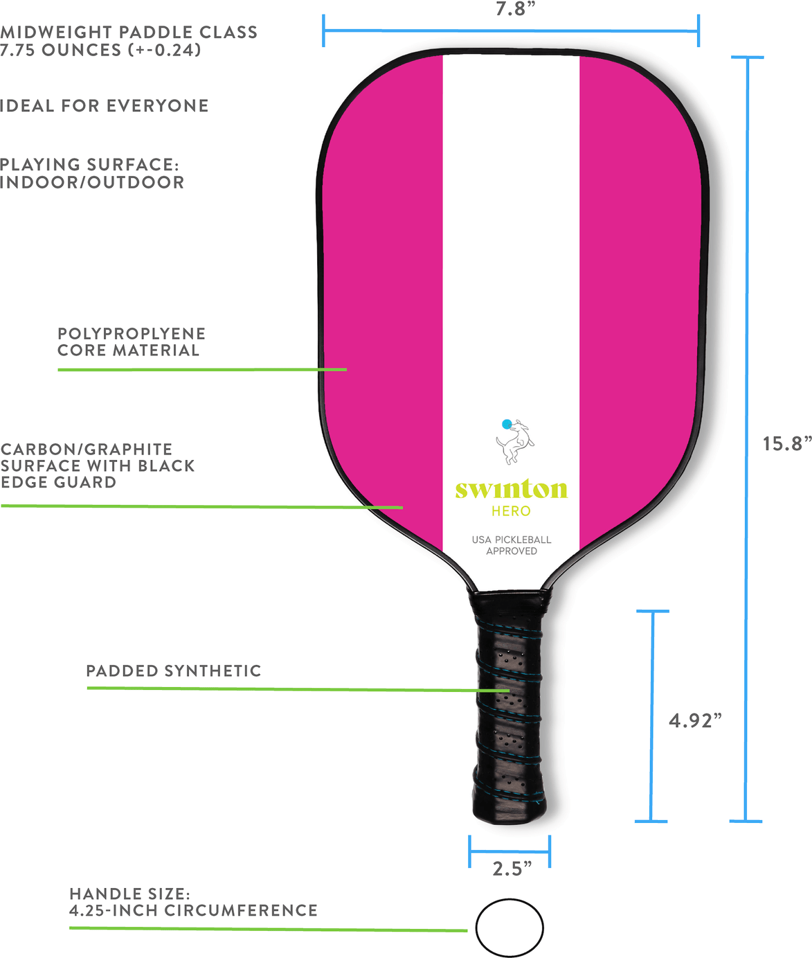 Hero Pink Stripe Pickleball Paddle