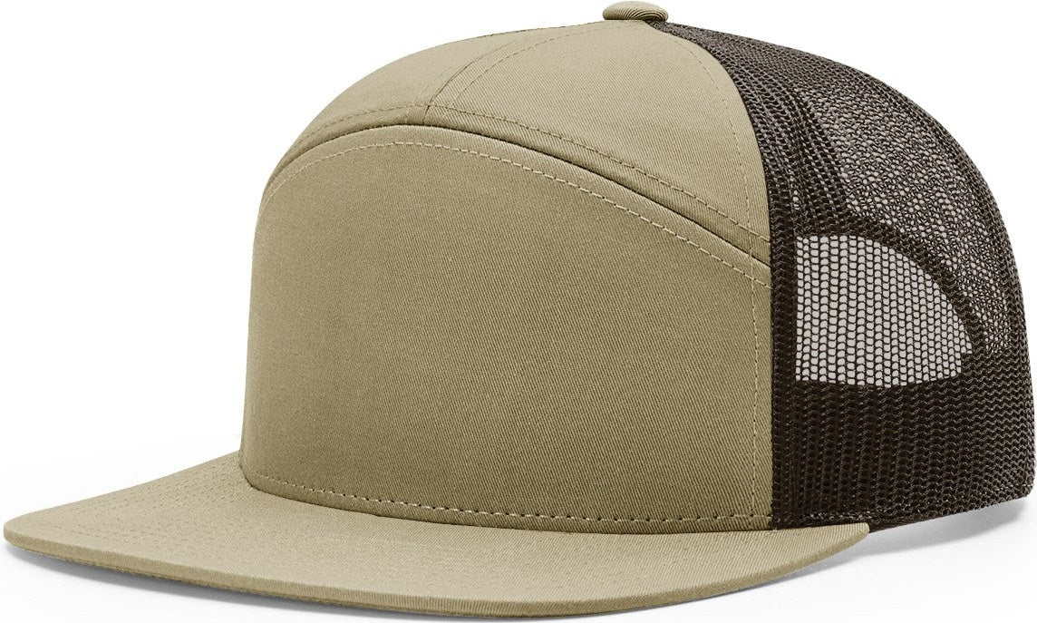 Pale Khaki/Brown 7 Panel Trucker