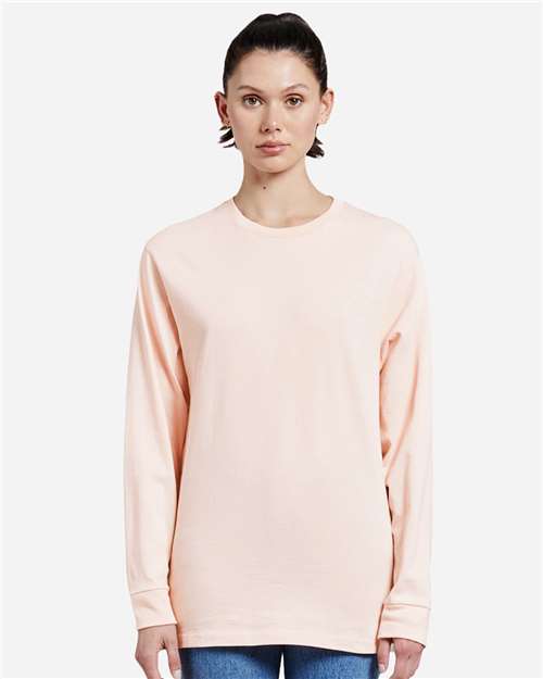 Rear View of Pale Pink Heavyweight Long Sleeve T-Shirt - LS15009