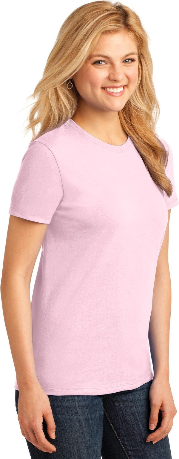 Pale Pink Port & Co Women's Core Cotton Tee. LPC54