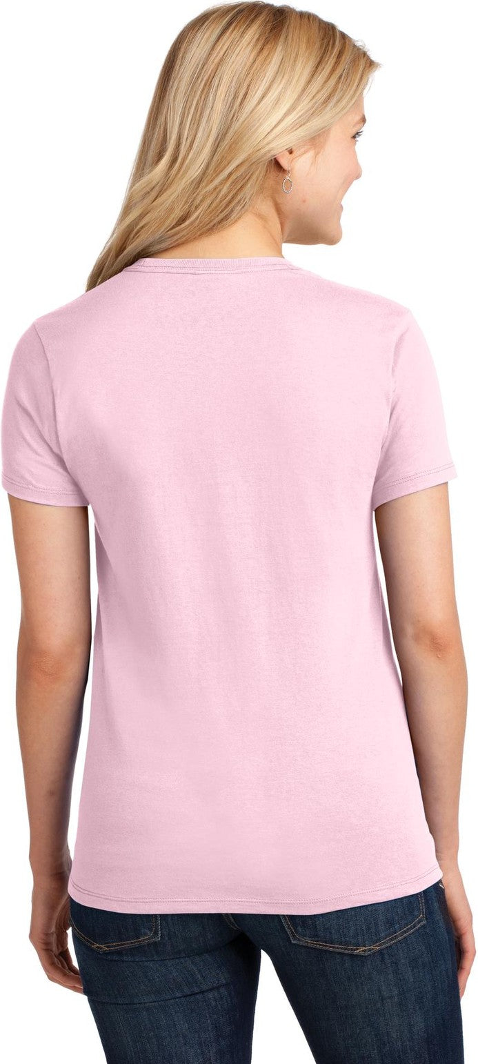 Pale Pink Port & Co Women's Core Cotton Tee. LPC54