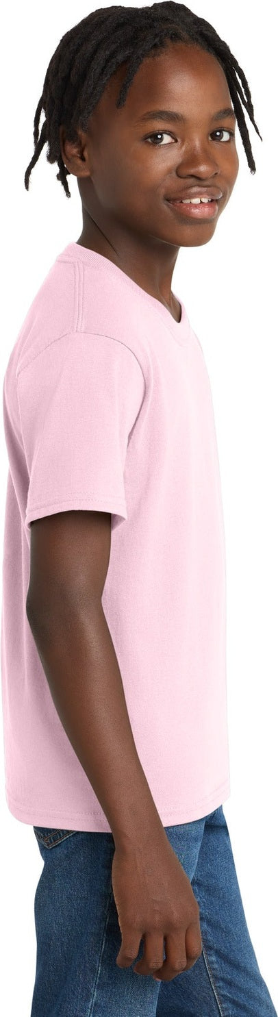 Pale Pink Port & Co Youth Essential Tee. PC61Y