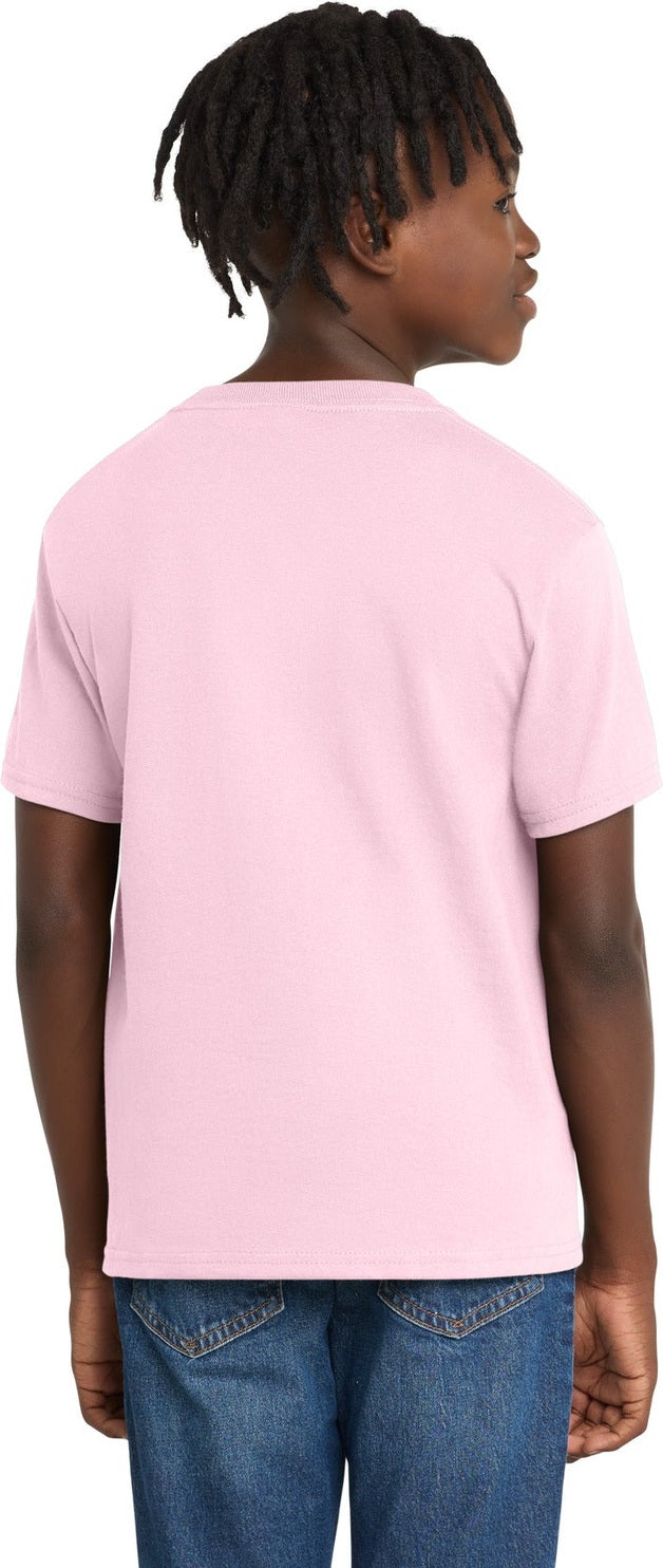 Pale Pink Port & Co Youth Essential Tee. PC61Y