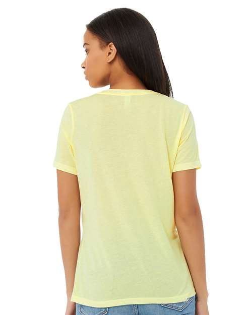 Pale Yellow Triblend Women's Relaxed Triblend Short Sleeve V-Neck Tee - 6415
