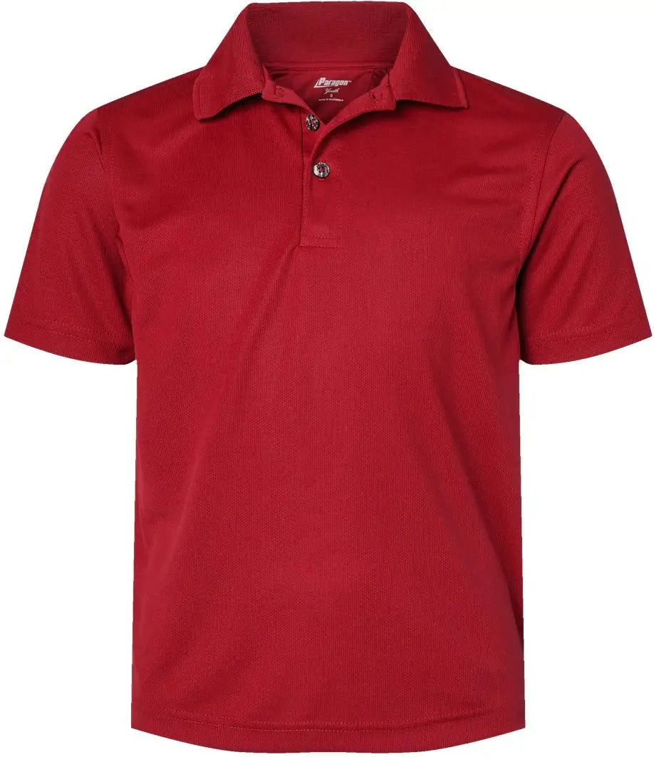 Paragon 108y Youth Saratoga Performance Mini Mesh Polo - Red - Xs