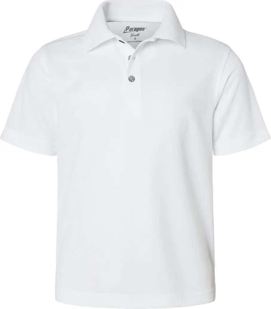 Paragon 108y Youth Saratoga Performance Mini Mesh Polo - White - Xs