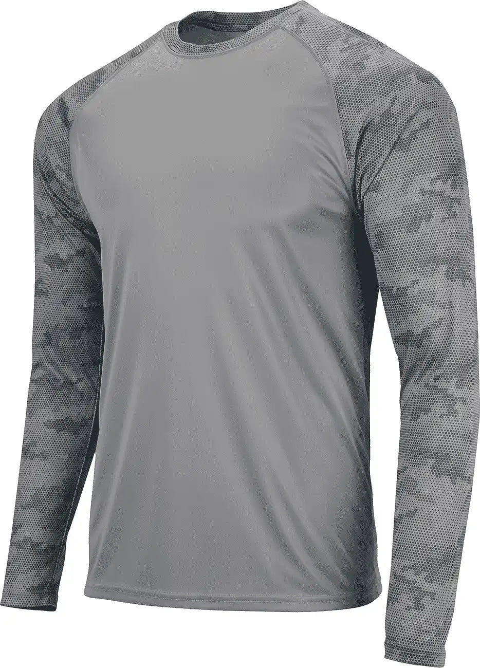 Paragon 216 Adult Cayman Long Sleeve Raglan Tee - Medium Gray