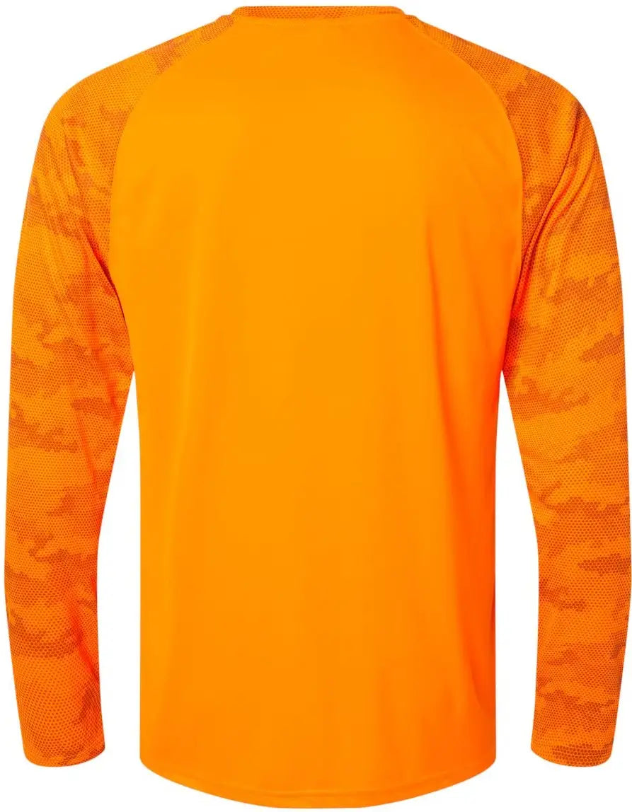 Paragon 216 Cayman Performance Camo Colorblocked Long Sleeve T-shirt - Neon Orange