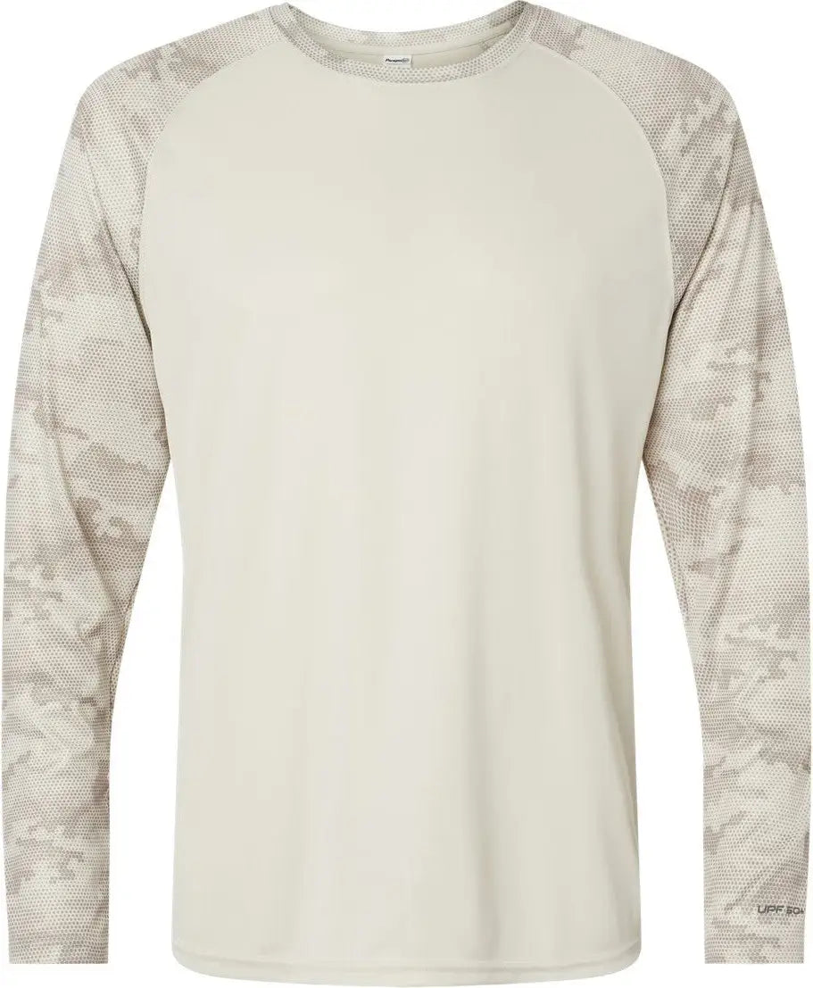Paragon 216 Cayman Performance Camo Colorblocked Long Sleeve T-shirt - Sand - Adult Xs