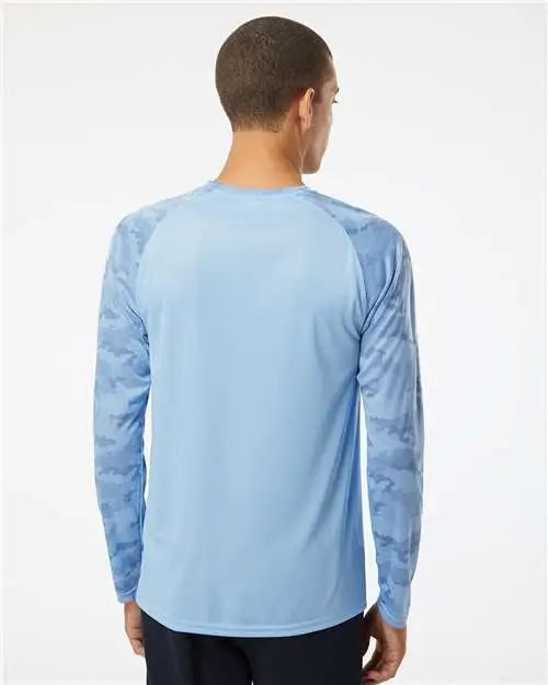 Paragon 216 Cayman Performance Camo Colorblocked Long Sleeve T-shirt - Blue Mist