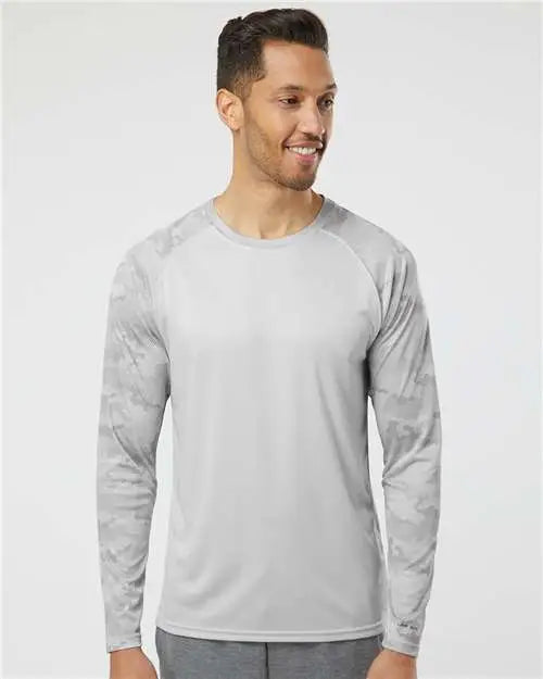 Paragon 216 Cayman Performance Camo Colorblocked Long Sleeve T-shirt - Aluminum