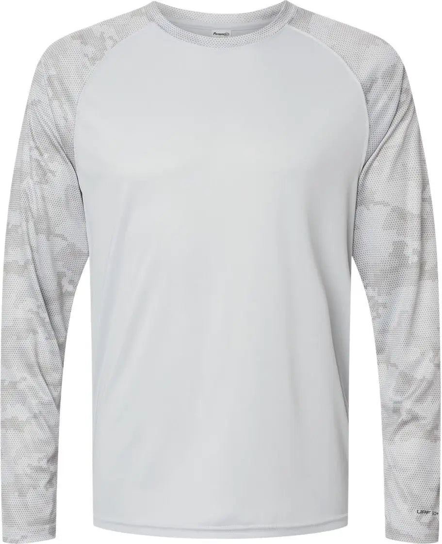 Paragon 216 Cayman Performance Camo Colorblocked Long Sleeve T-shirt - Aluminum - Adult Xs