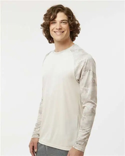 Paragon 216 Cayman Performance Camo Colorblocked Long Sleeve T-shirt - Sand