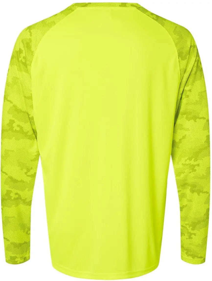 Paragon 216 Cayman Performance Camo Colorblocked Long Sleeve T-shirt - Safety Green
