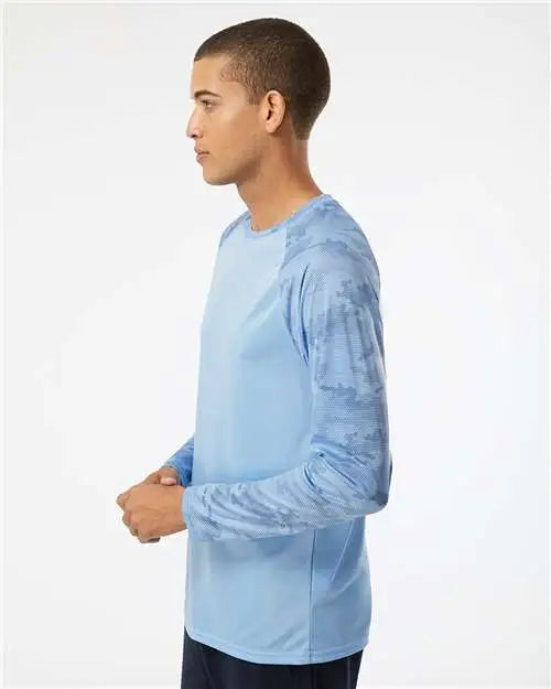 Paragon 216 Cayman Performance Camo Colorblocked Long Sleeve T-shirt - Blue Mist