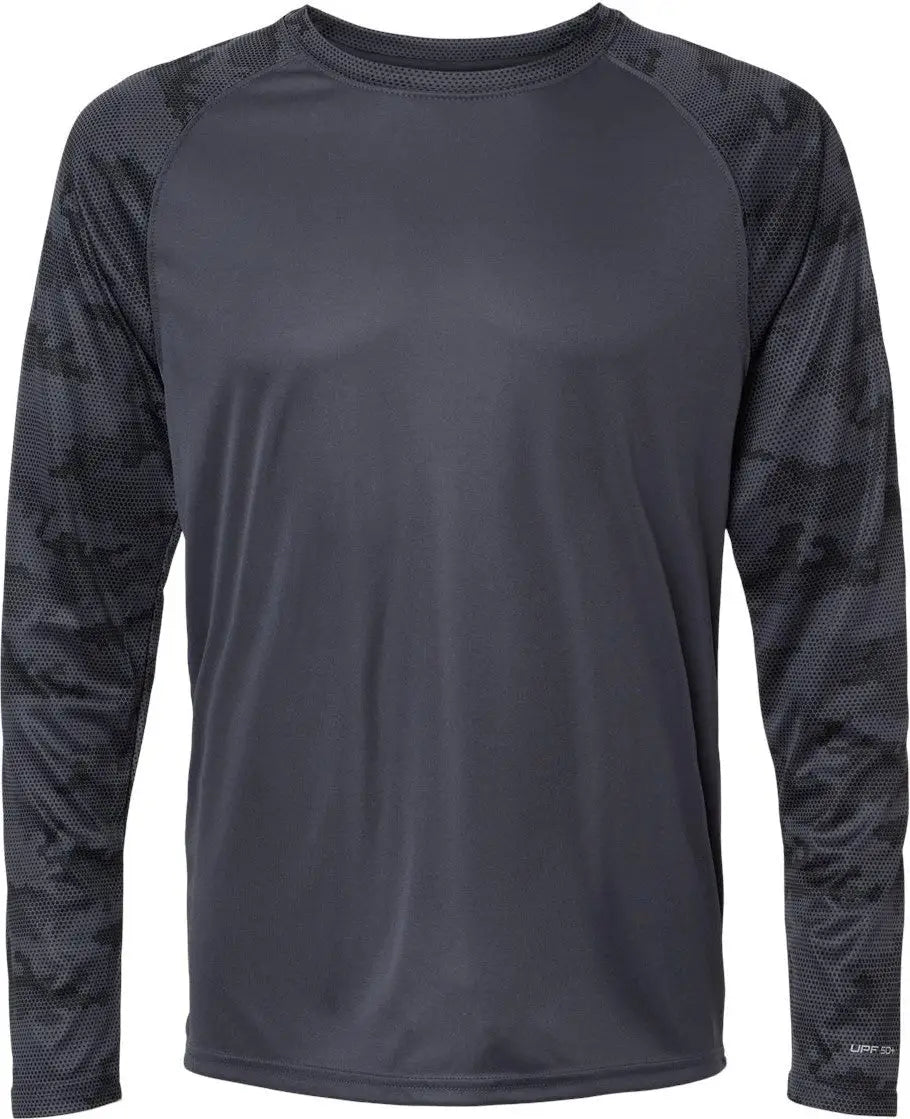 Paragon 216 Cayman Performance Camo Colorblocked Long Sleeve T-shirt - Graphite - Adult Xs