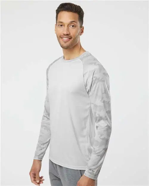 Paragon 216 Cayman Performance Camo Colorblocked Long Sleeve T-shirt - Aluminum