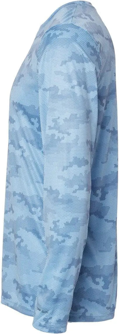 Paragon 217 Pompano Performance Camo Long Sleeve T-shirt - Blue Mist