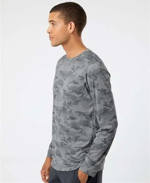 Paragon 217 Pompano Performance Camo Long Sleeve T-shirt - Medium Grey