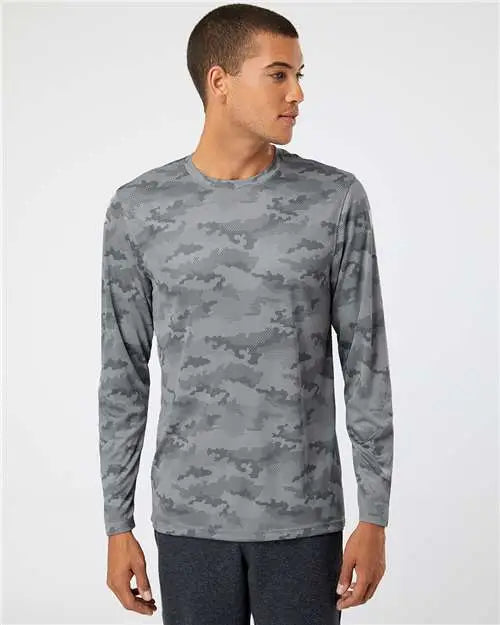 Paragon 217 Pompano Performance Camo Long Sleeve T-shirt - Medium Grey