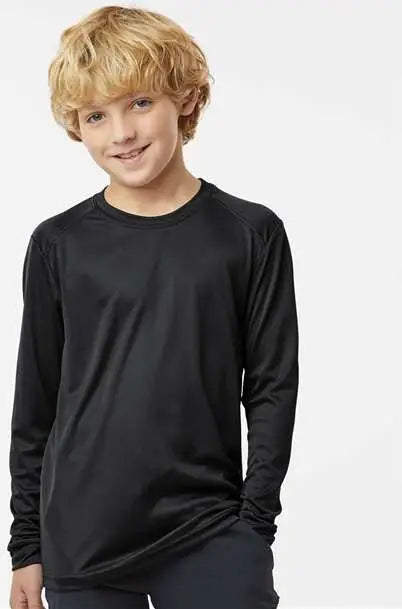 Paragon 218y Youth Long Islander Performance Sleeve T-shirt - Black