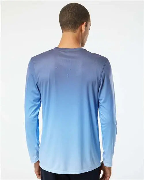 Paragon 225 Barbados Performance Pin Dot Long Sleeve T-shirt - Navy Blue Mist