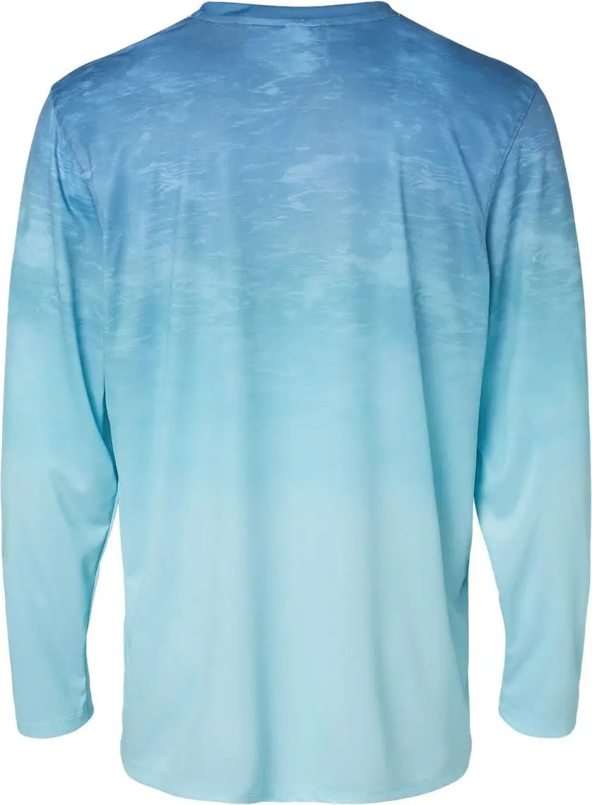 Paragon 229 Montauk Oceanic Fade Performance Long Sleeve T-shirt - Blue Aqua - Adult s