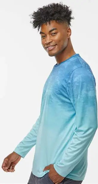 Paragon 229 Montauk Oceanic Fade Performance Long Sleeve T-shirt - Blue Aqua