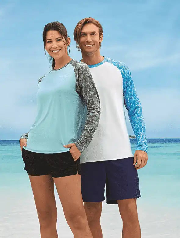 Paragon 231 Panama Adult Long Sleeve Performance Tee Gray Aqua Water