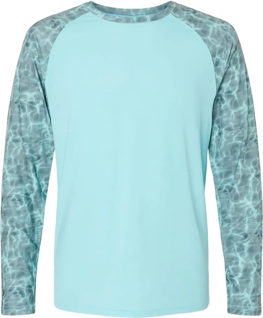 Paragon 231 Panama Colorblocked Long Sleeve T-shirt - Grey Aqua Water - Adult Xs