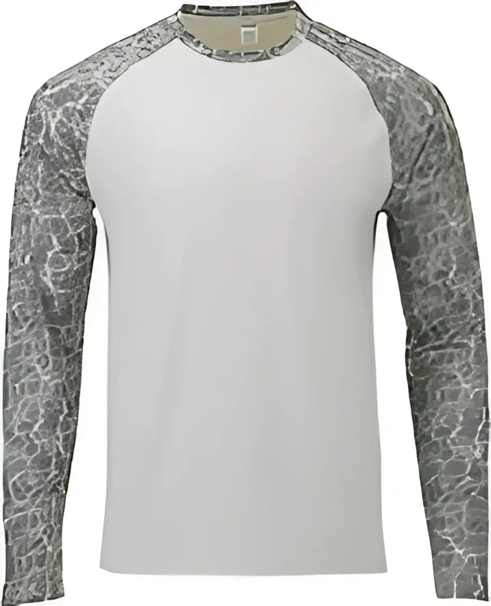 Paragon 231 Panama Long Sleeve Shock Oceanic Print Tee - Gray Water - Adult Xs