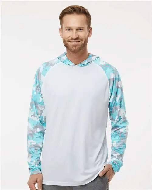 Paragon 240 Tortuga Extreme Performance Hooded T-shirt - White Aqua Camo