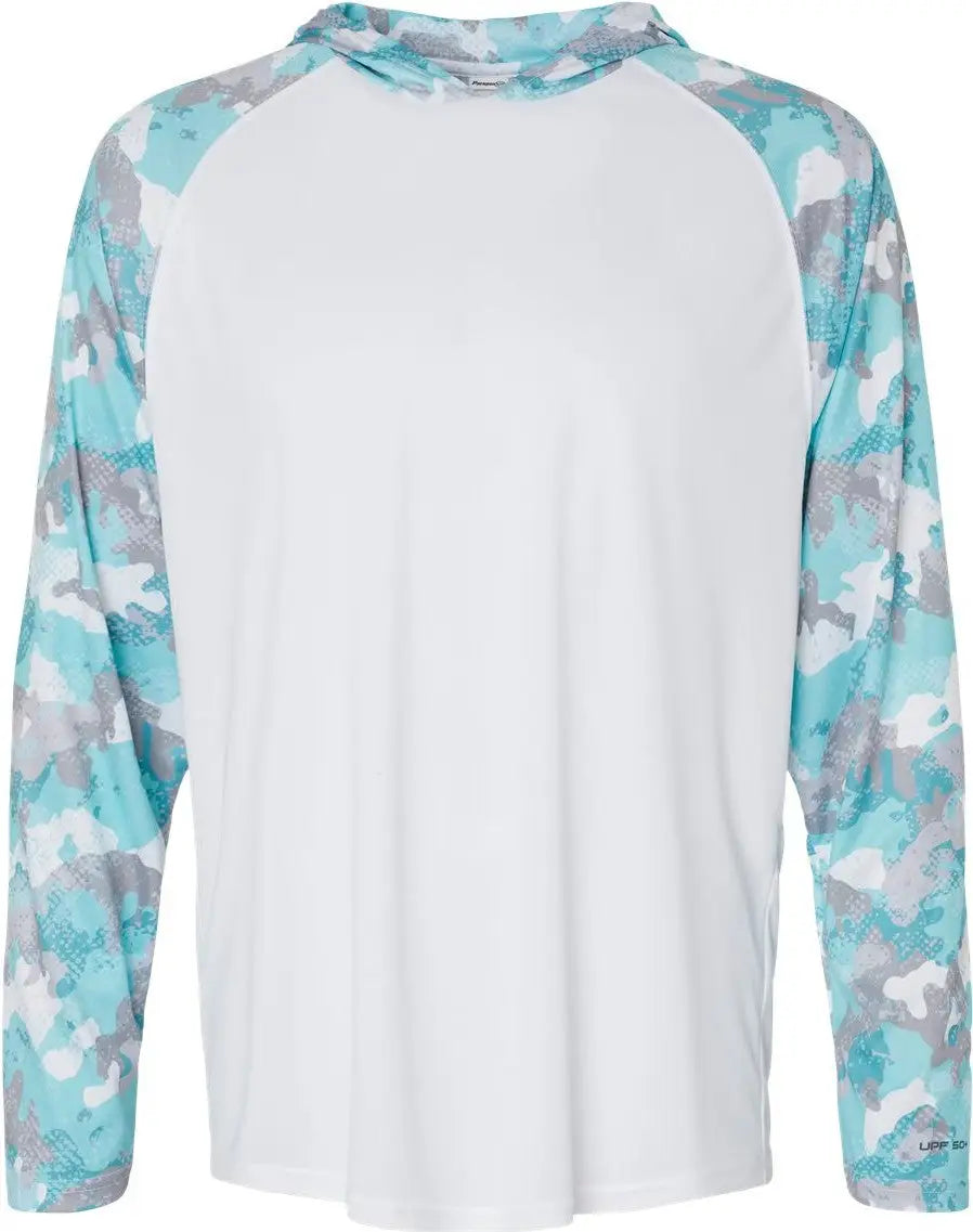 Paragon 240 Tortuga Extreme Performance Hooded T-shirt - White Aqua Camo - White/ / Adult Xs