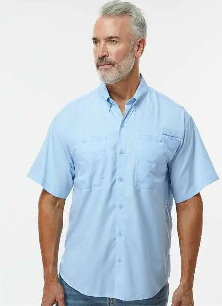 Paragon 700 Hatteras Performance Short Sleeve Fishing Shirt - Blue Mist
