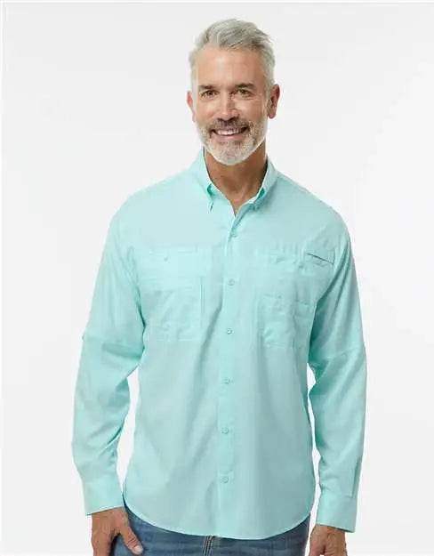 Paragon 702 Kitty Hawk Performance Long Sleeve Fishing Shirt - Aqua Blue