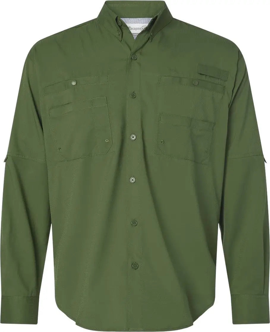 Paragon 702 Kitty Hawk Performance Long Sleeve Fishing Shirt - Olive Green - Adult s